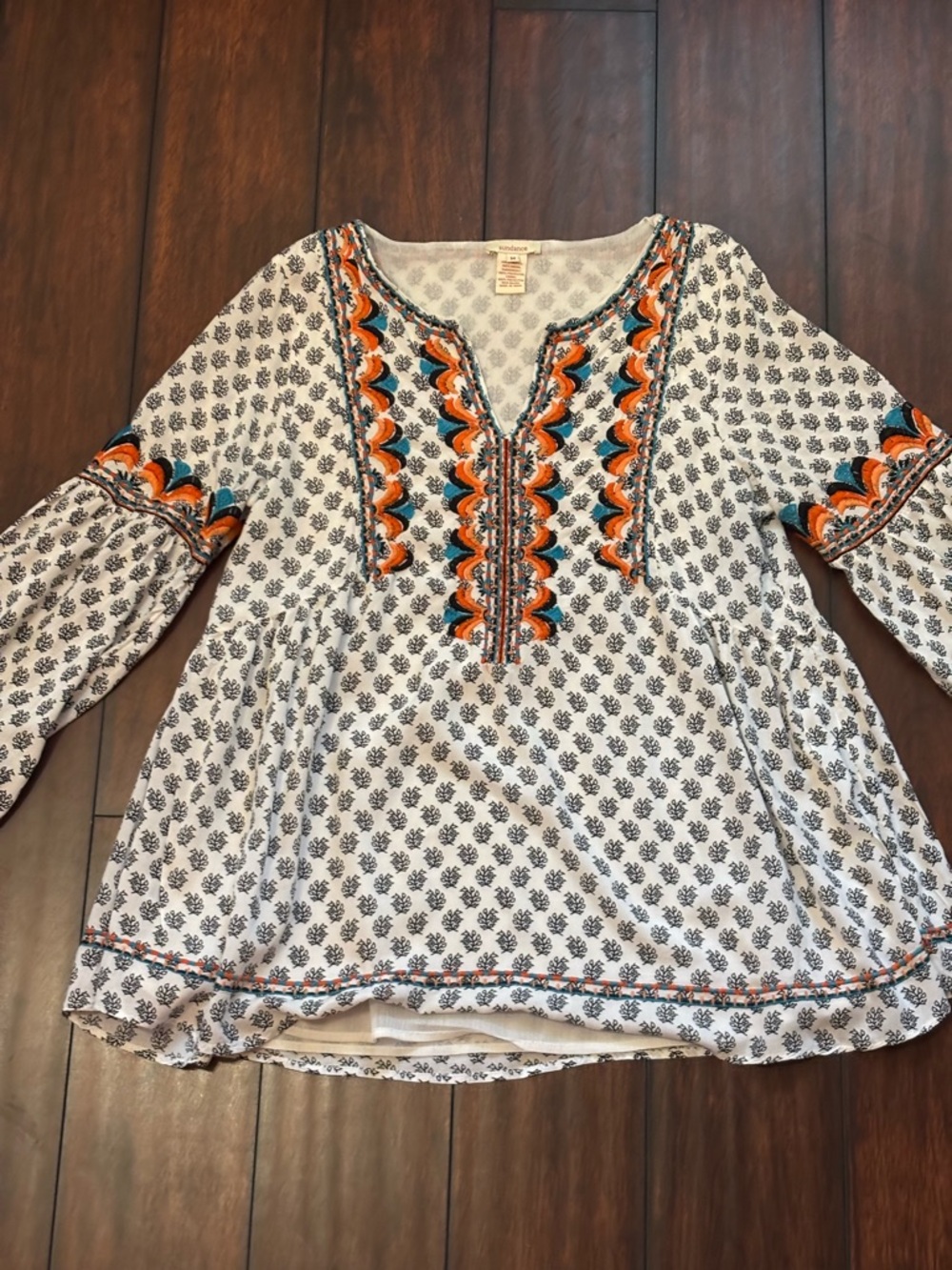 Sundance Embroidered Boho Blouse Medium Flowy Lined Top - Picture 13 of 16